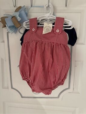 The Beaufort Bonnet Company Red Gingham Bubble Romper